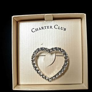 Charter Club Crystal Heart Brooch